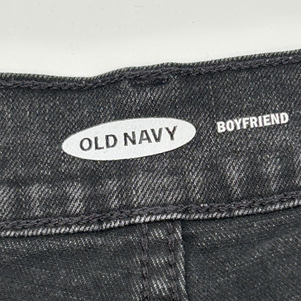 Old Navy Boyfriend Black Jean Distressed Denim Shorts Raw Hem 14 Grunge Festival - Picture 4 of 7
